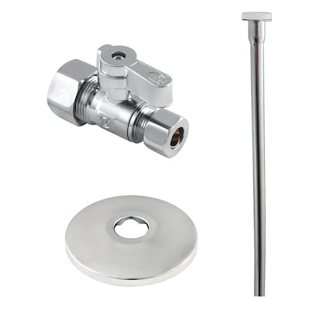 Toilet Supply Kit, 58 OD X 38 OD Comp Straight Valve, Polished Chrome